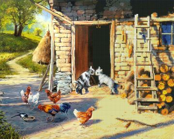 Gyémánt hímzőkészlet - Boldog udvar, 40x50cm