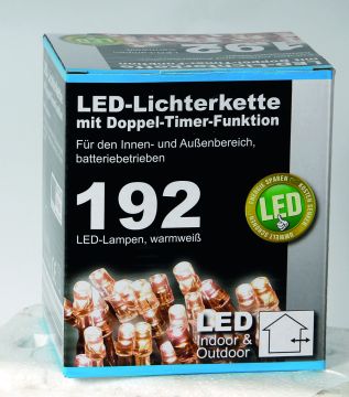 Karácsonyi LED-izzós elemes égősor 9 funkcióval 192db-14,9 m