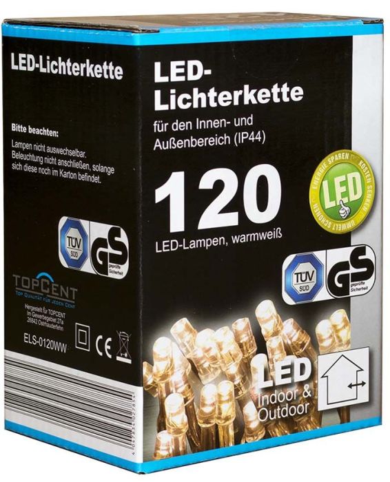 Karácsonyi kültéri LED-izzók adapterrel 120db-12m