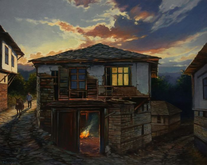 Festmény számokra - Naplemente ösvényén, 40x50cm