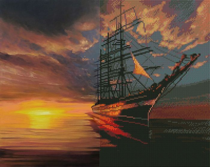 Gyémánt hímzőkészlet - A naplemente ölelésében, 40x50cm