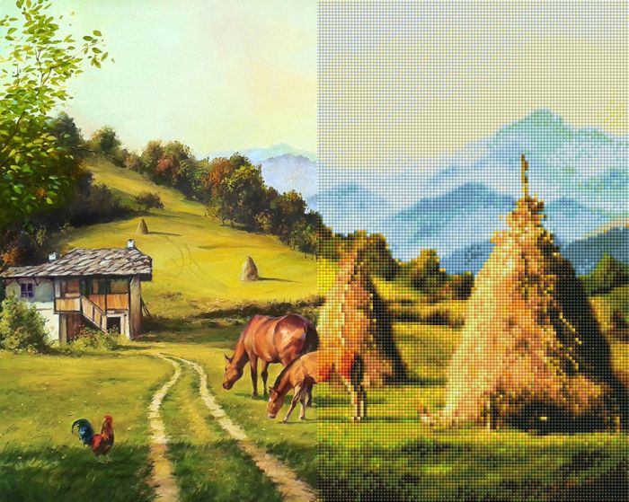 Gyémánt hímzőkészlet - Idill a hegyen, 40x50cm
