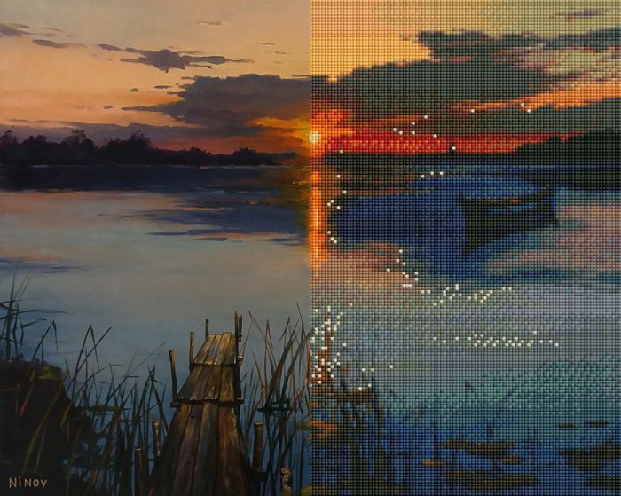 Gyémánt hímzőkészlet - A naplemente csendjében, 40x50cm