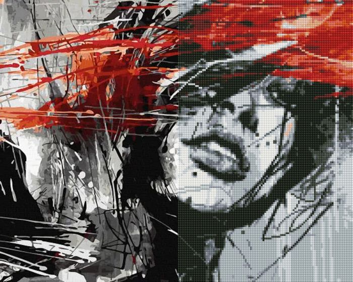Gyémánt hímzőkészlet - Nő feketében, 40x50cm