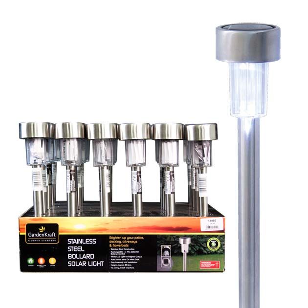 Solar LED lámpa, rozsdamentes acél 36,5 cm