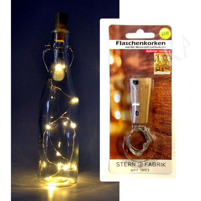Micro 8 LED tündérlámpa üvegdugóval