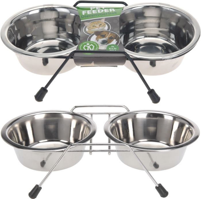 2 INOX kutyatál tartóval 11cm