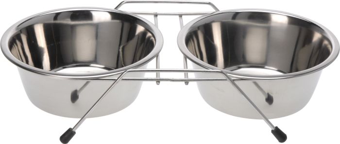 2 INOX kutyatál tartóval 17cm