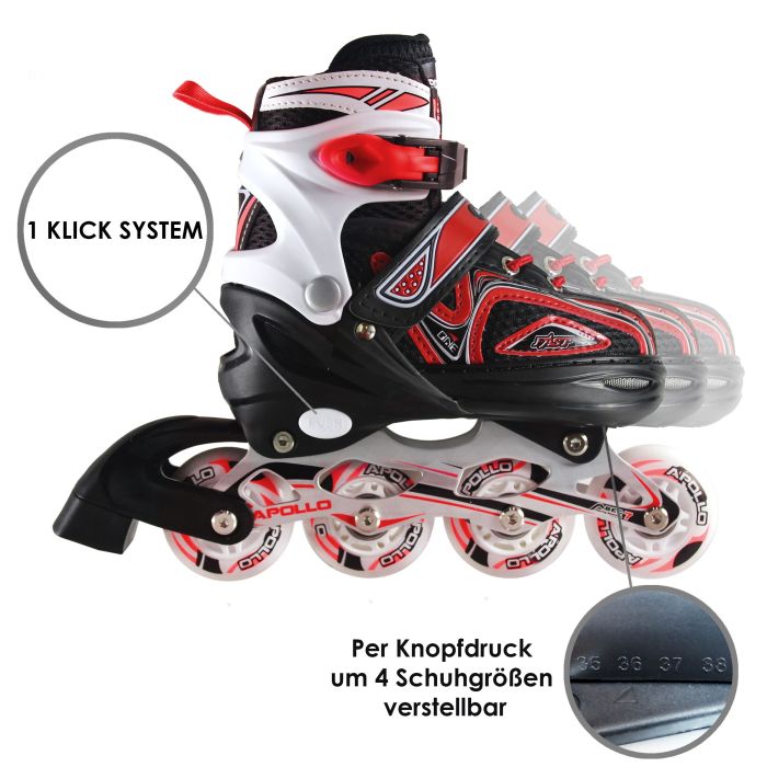 "Super Blades X Pro" Apollo M-Piros görkorcsolya