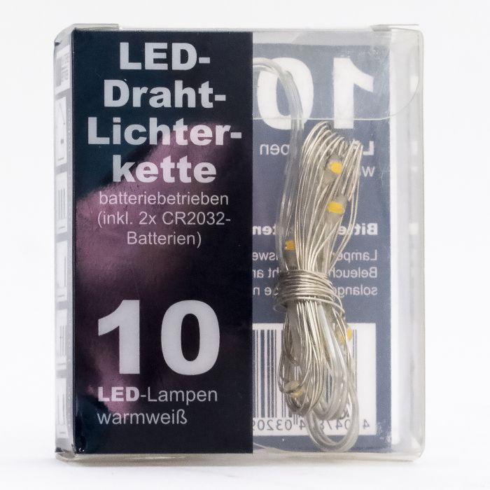 Karácsonyi fényhuzal 10 LED-es lámpával, elemmel - 120 cm