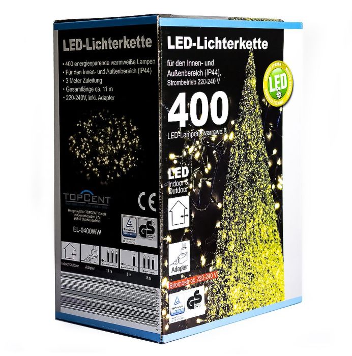 Karácsonyi kültéri LED-izzók adapterrel 400db-21m